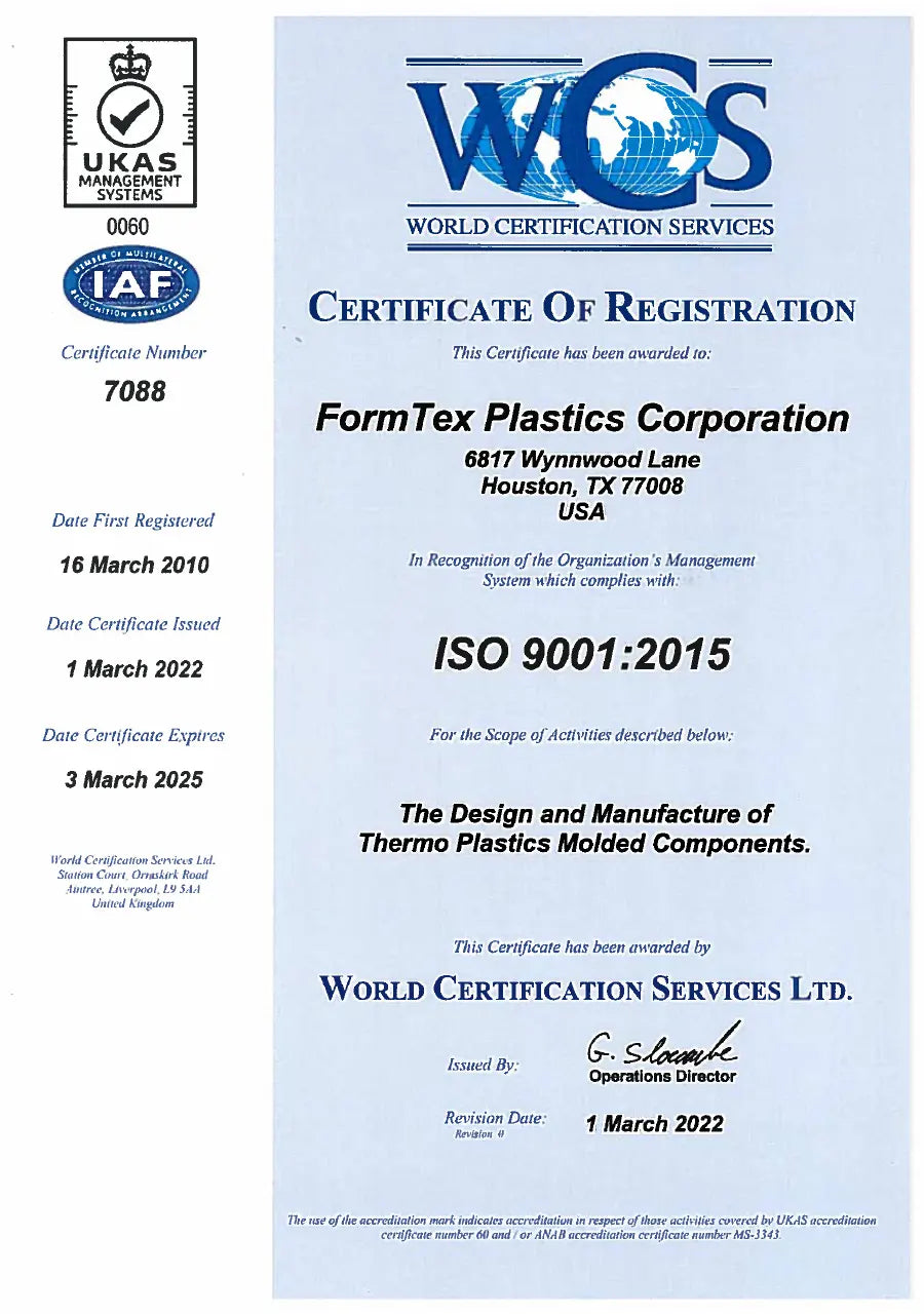 Houston Facility ISO9001 certification