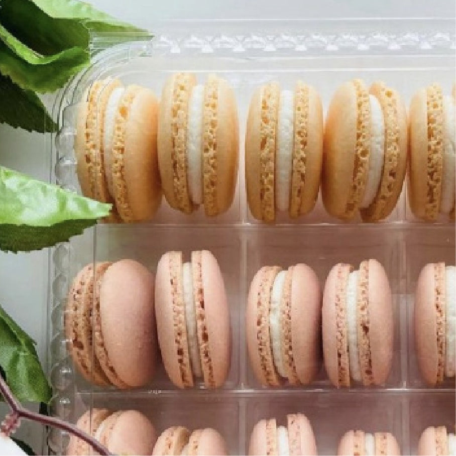 Delicious macarons in a thermoformed package