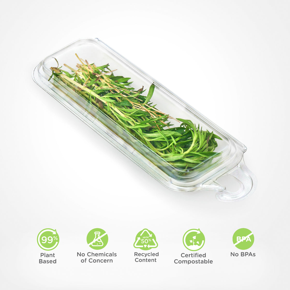 Compact Hanging Microgreen Container Clamshell Packaging for Herbs.
