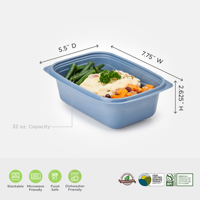 32 oz GoodToGo container with delicious food in a microwave safe container