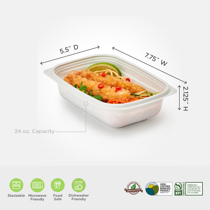 24 oz GoodToGo container with delicious food in a microwave safe container