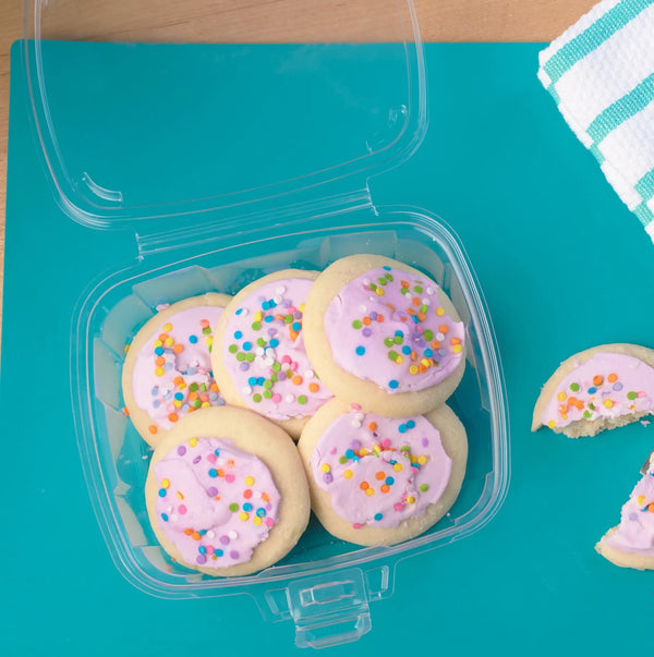 "Barbie" cookies in a Tamper Evident food packaging container.