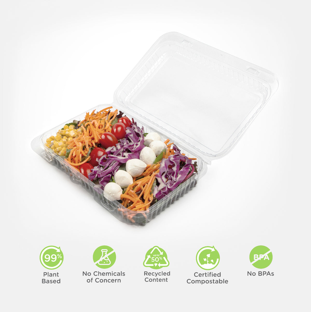 48 oz Multi-purpose Clamshell Container | Sustainable Food Packaging.