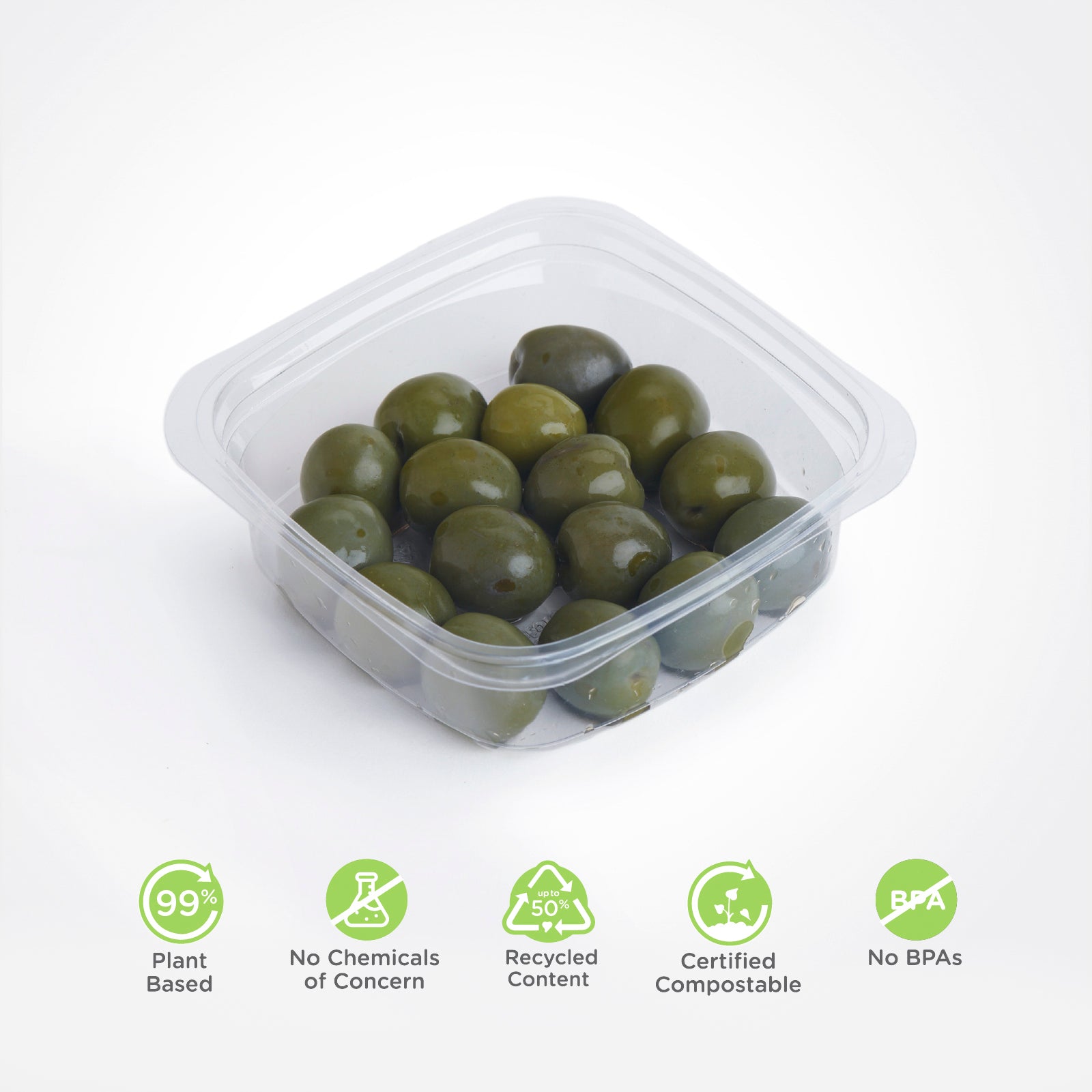 plant based plastic containers Multi-purpose Square Deli Tub |8 oz Eco Friendly Food Containers