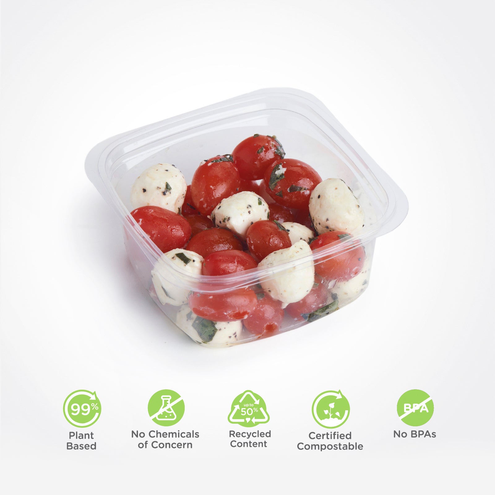 12 oz Square PLA Deli Containers | Sample by Good Start Packaging