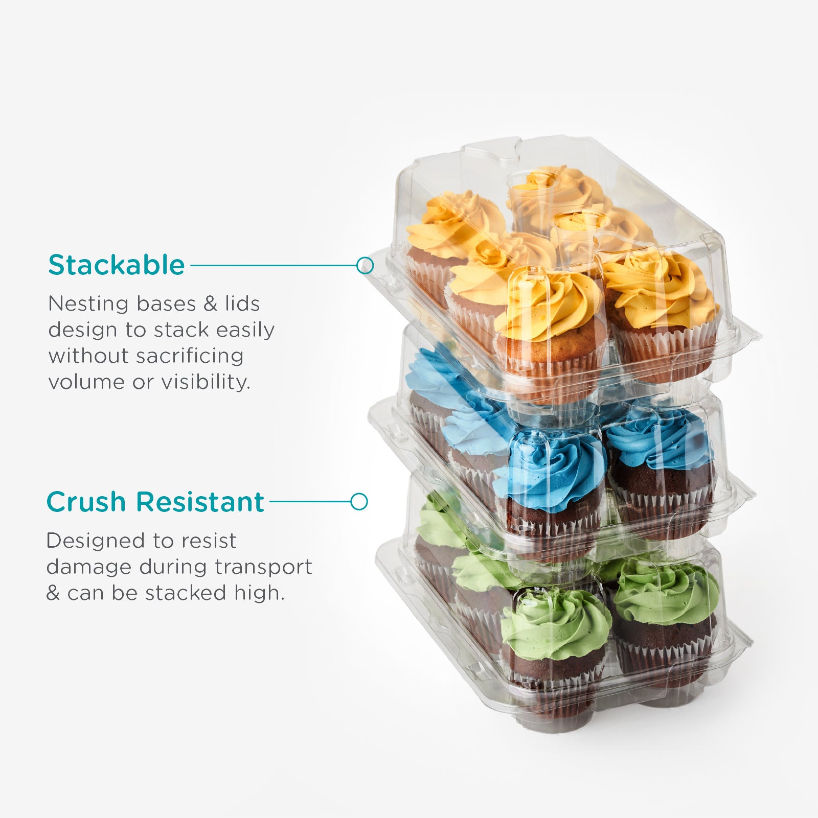 6 Cupcake & Muffin Container | Bioplastic Box for 6 Count 2.75 Cupcakes Items / Case: 300 / Crystal Clear Made by Good Natured Products Inc.