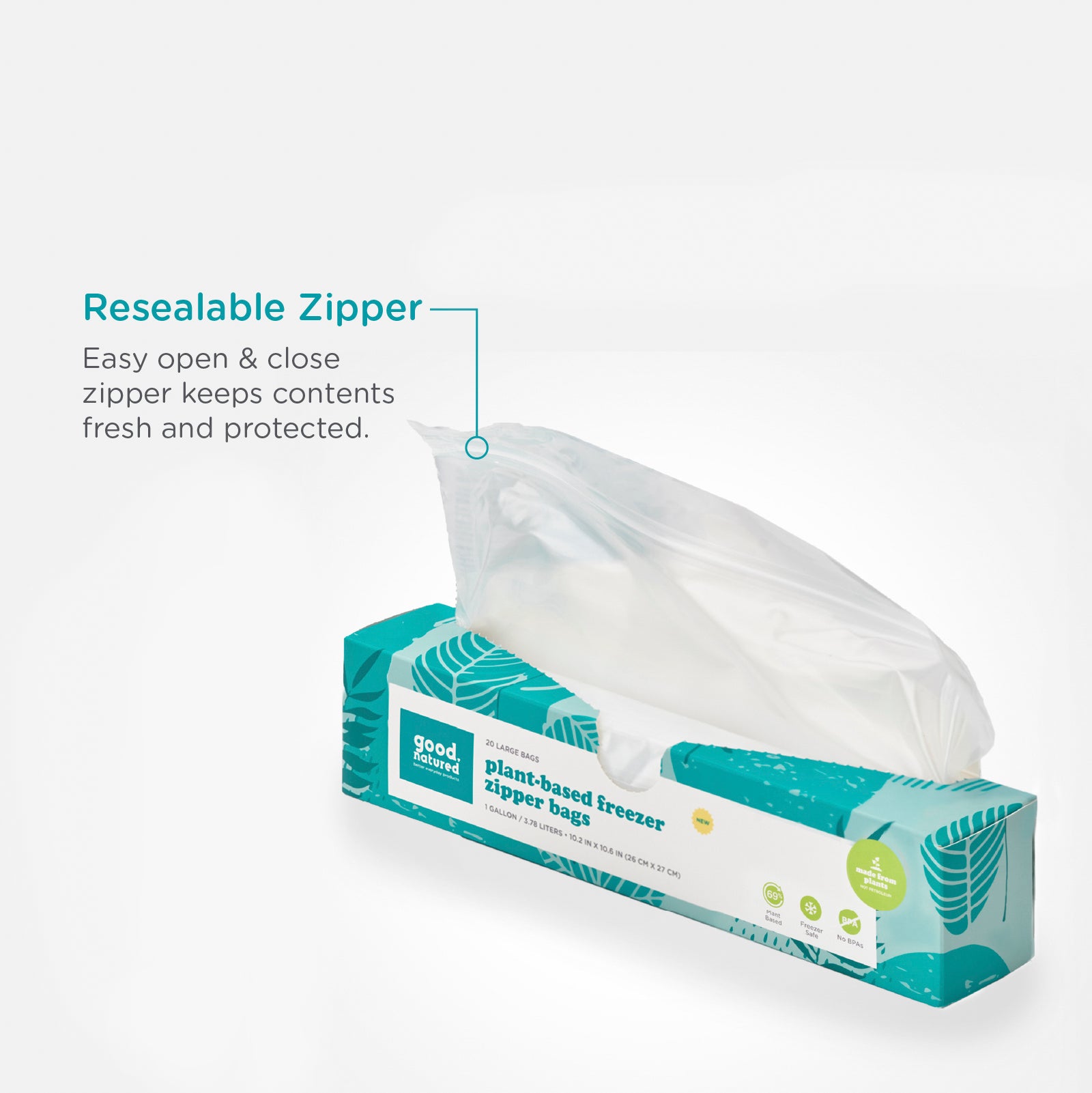 Clean Zipper Bag Medium 90 Bags, LDPE, BPA Free, Food Storage Bags, Freezer Bags