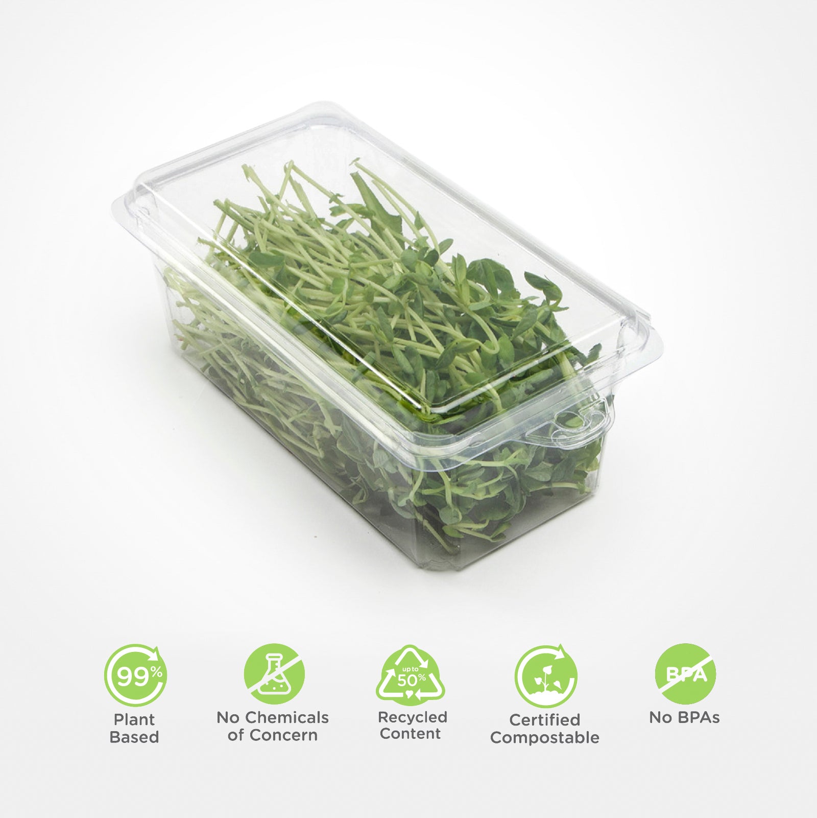 3 oz Herb and Microgreen Clamshell | Eco Friendly Produce Packaging.